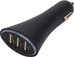 Зарядное устройство автомобильное Bron USB 6A 3xUSB (2x2.4A, 1x1.2A), черное
