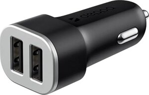 Зарядное устройство автомобильное Deppa 2 USB 2.4А, черное
