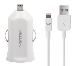 Зарядное устройство автомобильное Vertex с разъемами lightning/USB