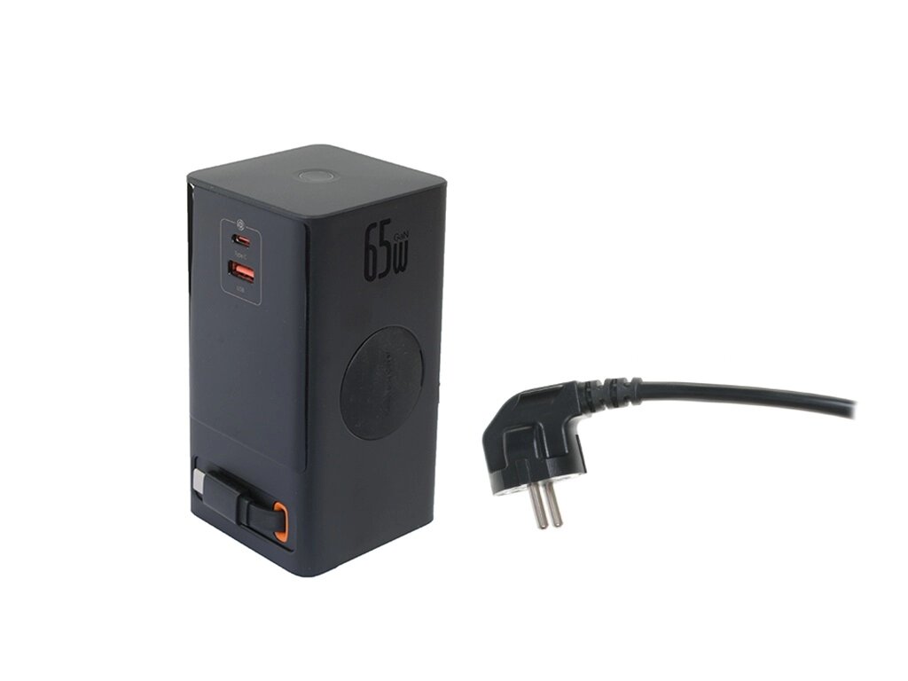 Зарядное устройство Baseus OS PowerCombo Digital PowerStrip 2AC+1U+1C+Retractable-C 65W Black PSLR000301 от компании Admi - фото 1