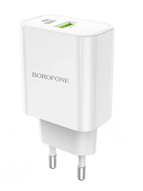 Зарядное устройство Borofone BA55A Crown 1xUSB PD20W + QC 3.0 White 6931474742803 от компании Admi - фото 1