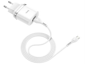 Зарядное устройство Hoco C12Q Smart 1xUSB 3A 18W QC3.0 / QC2.0 + кабель MicroUSB White