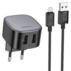 Зарядное устройство Hoco CS31A Wing 2xUSB + кабель MicroUSB Black 6942007617390