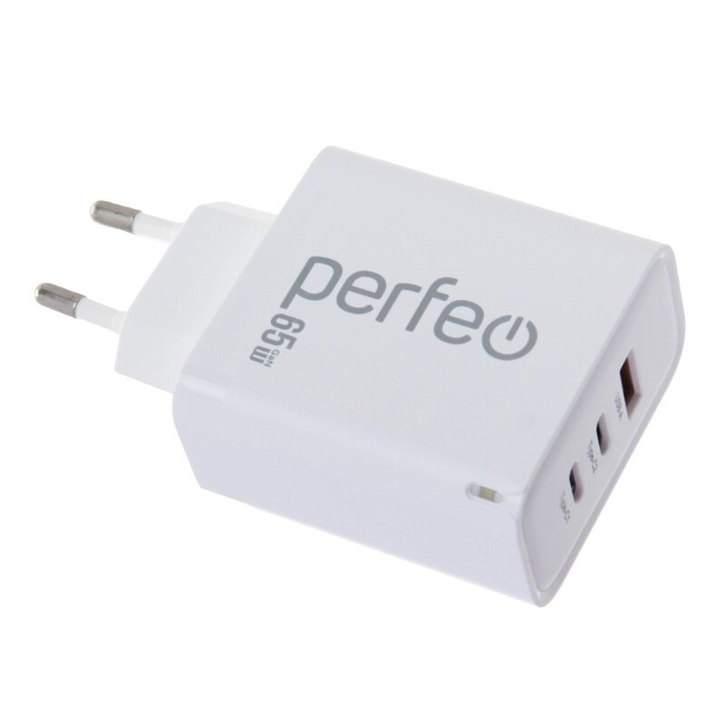 Зарядное устройство Perfeo USB-A + 2xType-C 65W White I4655 от компании Admi - фото 1