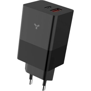 Зарядное устройство сетевое Accesstyle Crocus USB-C/A 65w, черное (65WCA) (GaN)