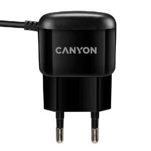 Зарядное устройство сетевое Canyon CNE-CHA044B Wall Charger MicroUSB (черное)