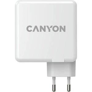 Зарядное устройство сетевое Canyon H-100 2USB-C/A 100W, белый (GaN)