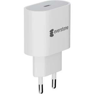 Зарядное устройство сетевое Everstone EV-AC-PD20 20W PD Type-C, белое