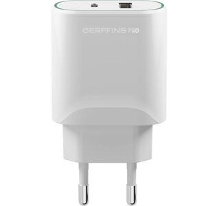 Зарядное устройство сетевое Gerffins Pro USB-A/С 30W, белое