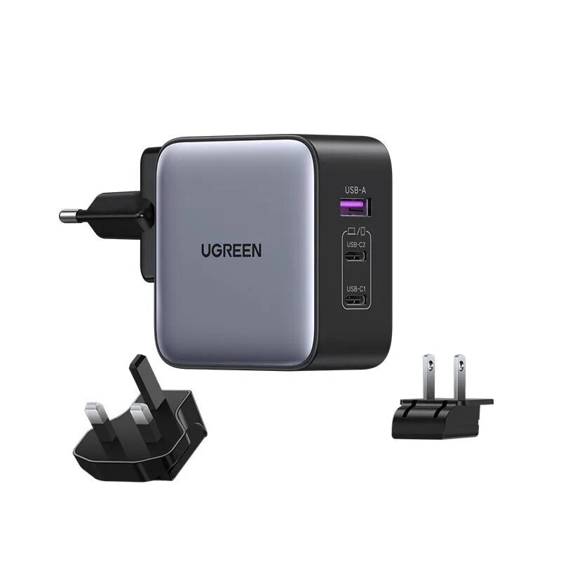 Зарядное устройство Ugreen CD296 USB-A + 2xUSB-C GaN 65W Travel Fast Charger Space Grey 90409 от компании Admi - фото 1