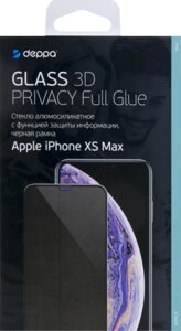 Защитное стекло Deppa Anti-Spy для Apple iPhone XS Max 3D Full Glue (черная рамка)