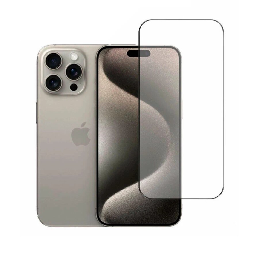 Защитное стекло для iPhone 15 Pro Max полноэкранное черное техпак от компании Admi - фото 1