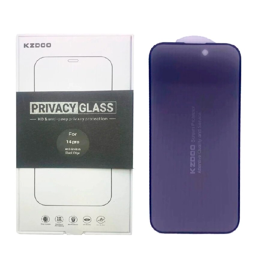 Защитное стекло KZDOO для iPhone 14 Pro полноэкранное черное от компании Admi - фото 1