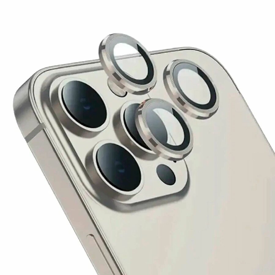 Защитное стекло на камеру для iPhone 15 Pro/15 Pro Max натурал титаниум от компании Admi - фото 1