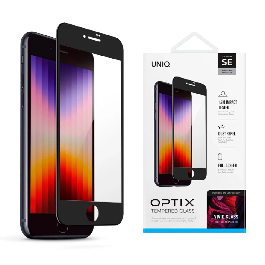 Защитное стекло Uniq OPTIX VIVID CLEAR для iPhone SE (2020/2022) от компании Admi - фото 1