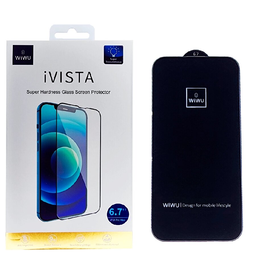 Защитное стекло WiWU iVista для iPhone 14 Pro Max полноэкранное черное от компании Admi - фото 1