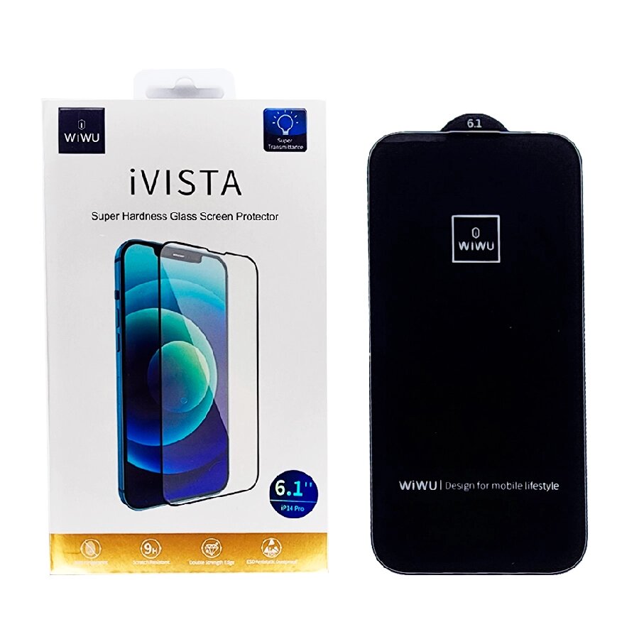 Защитное стекло WiWU iVista для iPhone 14 Pro полноэкранное черное от компании Admi - фото 1