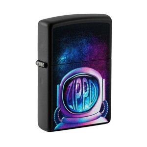 Зажигалка ZIPPO Astronaut с покрытием Black Matte, латунь/сталь, чёрная, матовая, 38x13x57 мм