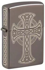 Зажигалка ZIPPO Celtic Cross Design с покрытием Black Ice, латунь/сталь, черная