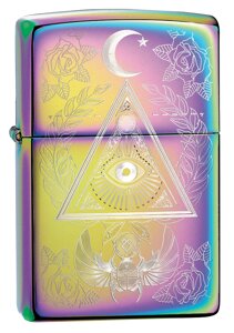 Зажигалка ZIPPO Classic Eye of Providence Design с покрытием Multi Color, латунь/сталь, разноцветная, глянцевая, 36x12x56 мм