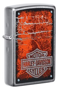 Зажигалка ZIPPO Harley-Davidson с покрытием Street Chrome красный, латунь/сталь