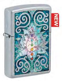 Зажигалка ZIPPO Lotus Flower с покрытием High Polish Chrome, латунь/сталь, серебристая