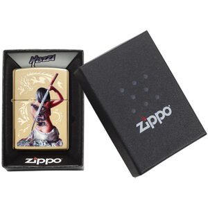 Зажигалка ZIPPO Mazzi с покрытием High Polish Brass, латунь/сталь, золотистая, 36x12x56 мм