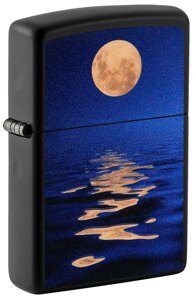 Зажигалка ZIPPO Moon Sunset с покрытием Black Light, латунь/сталь, чёрная, матовая