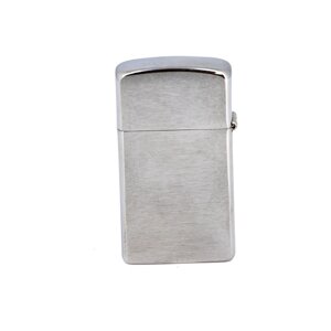 Зажигалка ZIPPO Slim с покрытием Brushed Chrome, латунь/сталь, серебристая, матовая, 30х10x55 мм