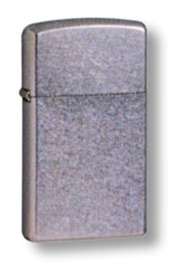 Зажигалка ZIPPO Slim с покрытием Street Chrome, латунь/сталь, серебристая, матовая, 30х10x55 мм