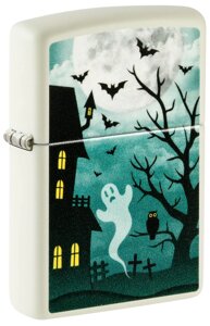 Зажигалка ZIPPO Spooky Design с покрытием Glow In The Dark Green, латунь/сталь, белая