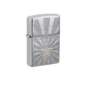 Зажигалка ZIPPO Star Design с покрытием Brushed Chrome, латунь/сталь, серебристая