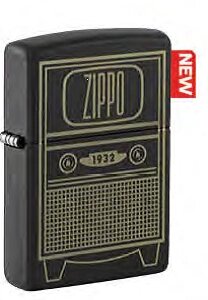 Зажигалка ZIPPO Vintage TV Design с покрытием Black Matte, латунь/сталь, черная