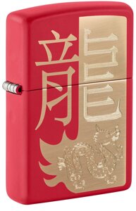 Зажигалка Zippo Year of the Dragon 2024 с покрытием Red Matte, латунь/сталь