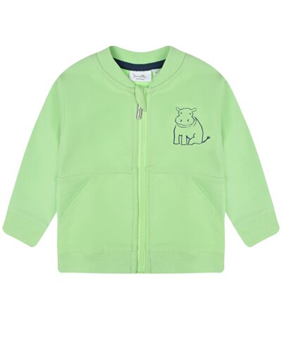 Зеленая спортивная куртка с принтом бегемот Sanetta Kidswear