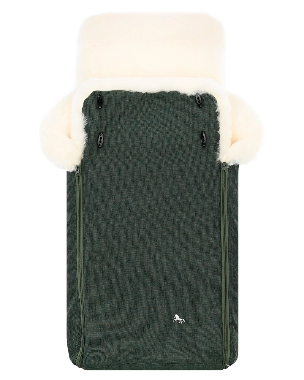Зеленый конверт в коляску Premium Welss, натуральная овчина Hesba от компании Admi - фото 1