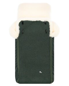 Зеленый конверт в коляску Premium Welss, натуральная овчина Hesba