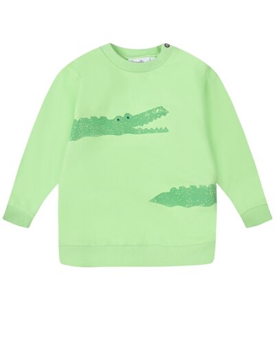 Зеленый свитшот с принтом крокодилы Sanetta Kidswear