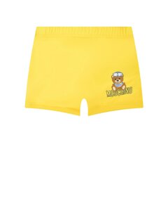 Желтые плавки-шорты с принтом медвежонок Moschino