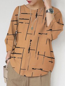 Женская блузка Geo Шаблон с рукавами 3/4 и круглым вырезом Шея