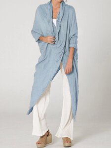 Женская повседневная блузка с рукавом 3/4 V Шея и асимметричным подолом с высоким разрезом Рубашка