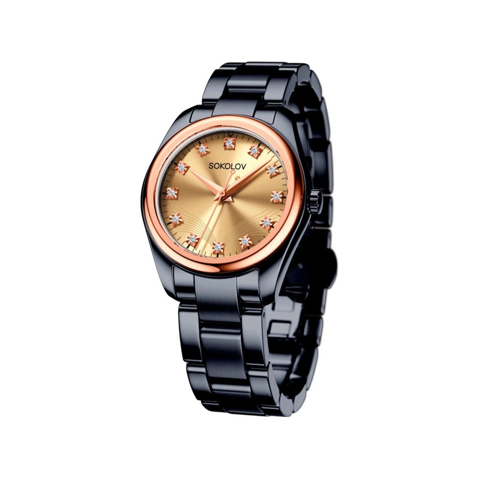Женские часы SOKOLOV из золота и стали Black Edition от компании Admi - фото 1