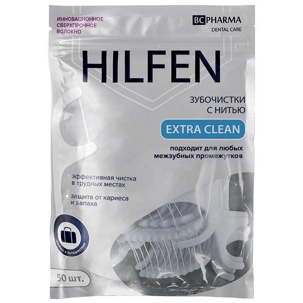 Зубочистки с нитью одноразовые Hilfen/Хилфен 50шт от компании Admi - фото 1