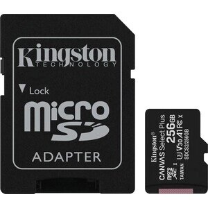 Карта памяти Kingston microSDXC 256Gb Canvas Select Plus (class 10/UHS-I/U1/100MB/s/SD- адаптер)