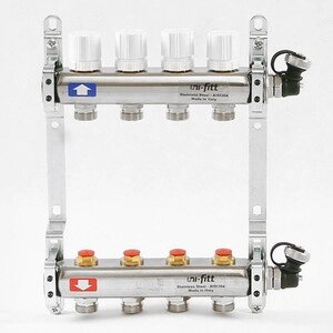 Коллекторная группа Uni-Fitt 1х3/4 4 выходов с регулировочными и термостатическими вентилями (451I4304)