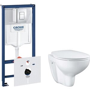 Комплект унитаза Grohe Bau Ceramic Bundle Rapid SL с инсталляцией, сиденьем микролифт, клавишей хром (39351000, 38775001)