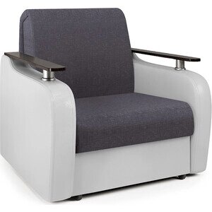 Кресло-кровать Шарм-Дизайн Гранд Д серая рогожка и экокожа белая