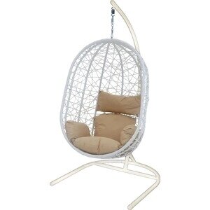 Кресло подвесное Garden story Кокон XL белое, подушка бежевая (D52- МТ002)