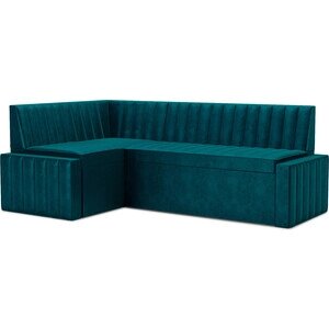 Кухонный диван Mebel Ars Вермут левый угол (бархат сине-зеленый STAR VELVET 43 BLACK GREEN) 213х82х133 см