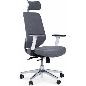 Офисное кресло NORDEN Имидж gray 2 YS-0817H (FYR+FYR)W белый пластик / серая ткань